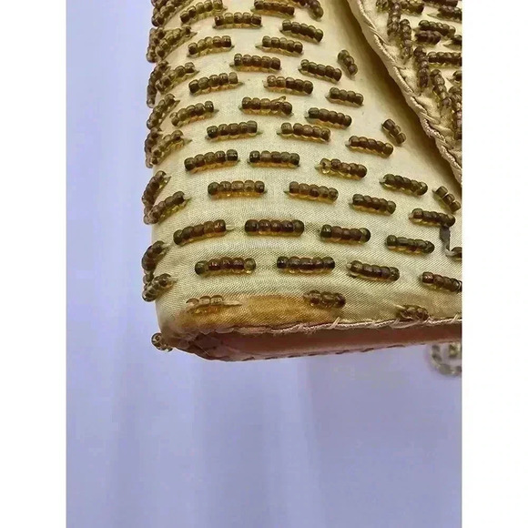 Vtg  Charisma Hong Kong Beaded Yellow and Gold Purse with Chain Strap - Picture 8 of 11
